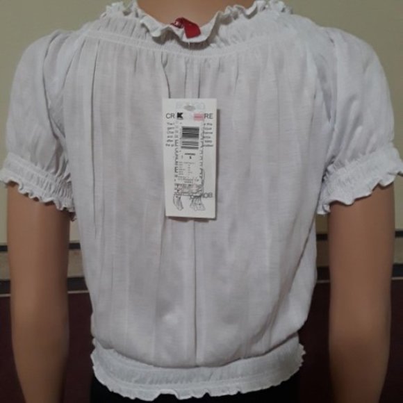 Bongo White Crinkle Peasant Short Sleeve Rope Tie Neck Size SJ NWT - Picture 3 of 6